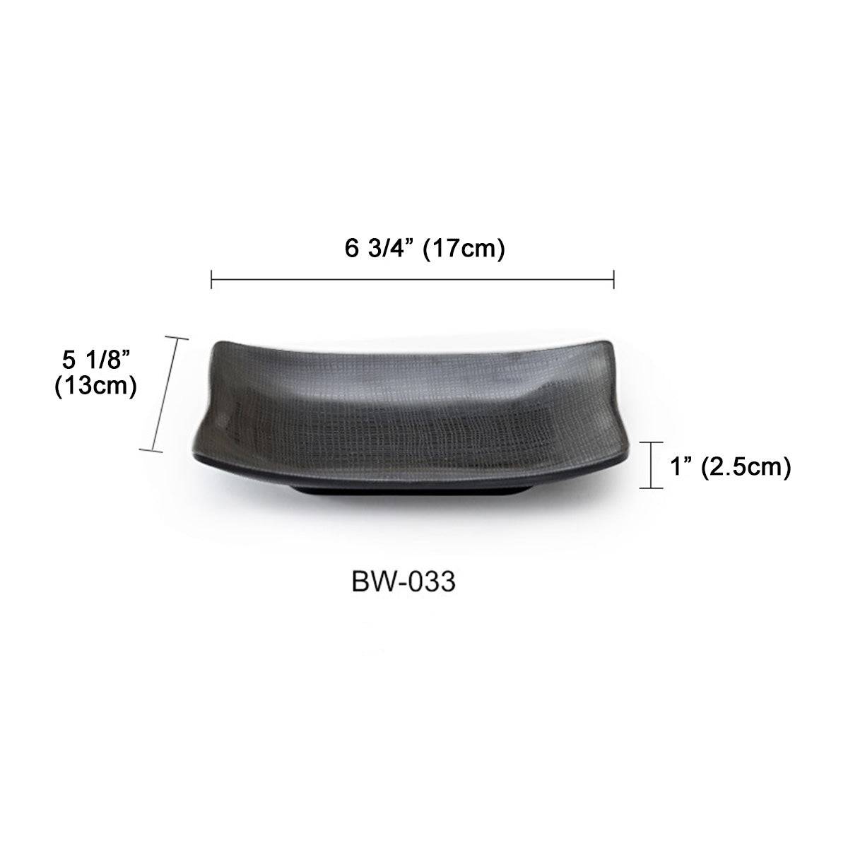 Melamine black Rectangular Plate with Textured Pattern (BW-033, 034, 035, 036) - Chefcoca