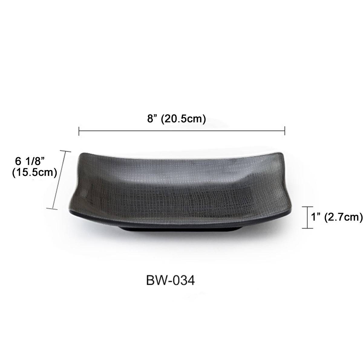 Melamine black Rectangular Plate with Textured Pattern (BW-033, 034, 035, 036) - Chefcoca