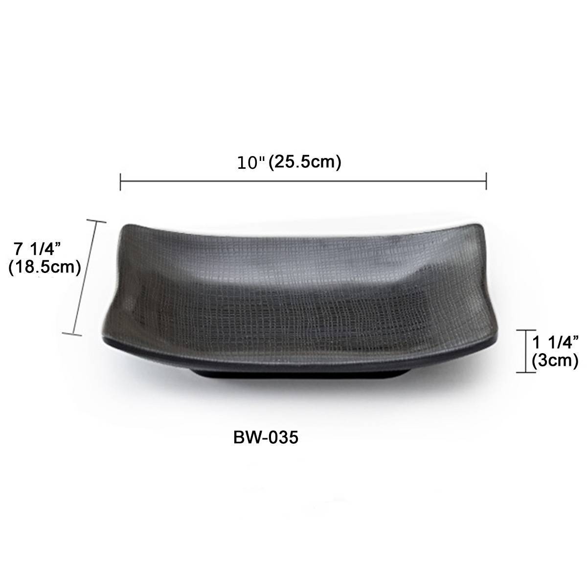 Melamine black Rectangular Plate with Textured Pattern (BW-033, 034, 035, 036) - Chefcoca