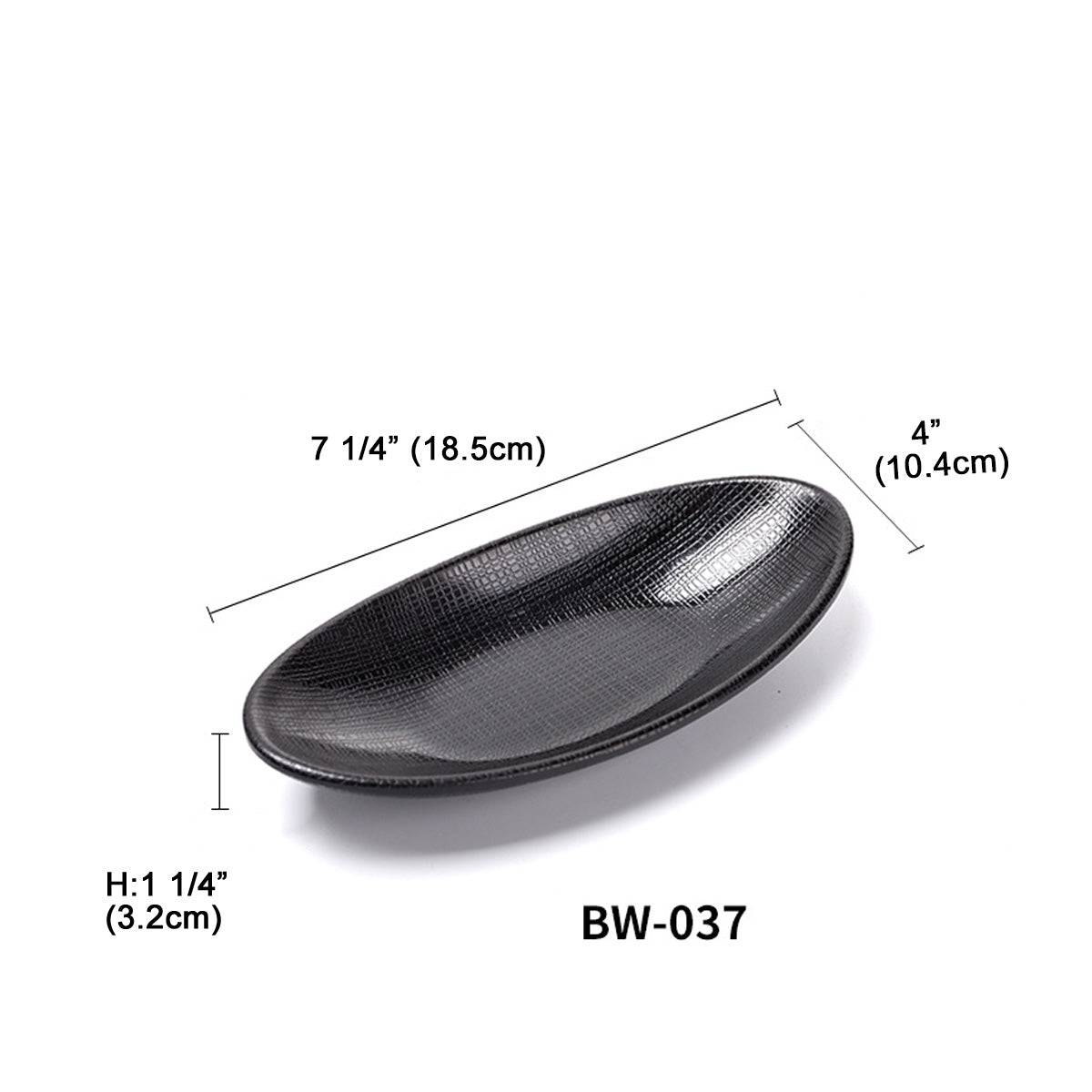 Melamine black Oval Plate with Textured Pattern (BW-037, 038, 039) - Chefcoca
