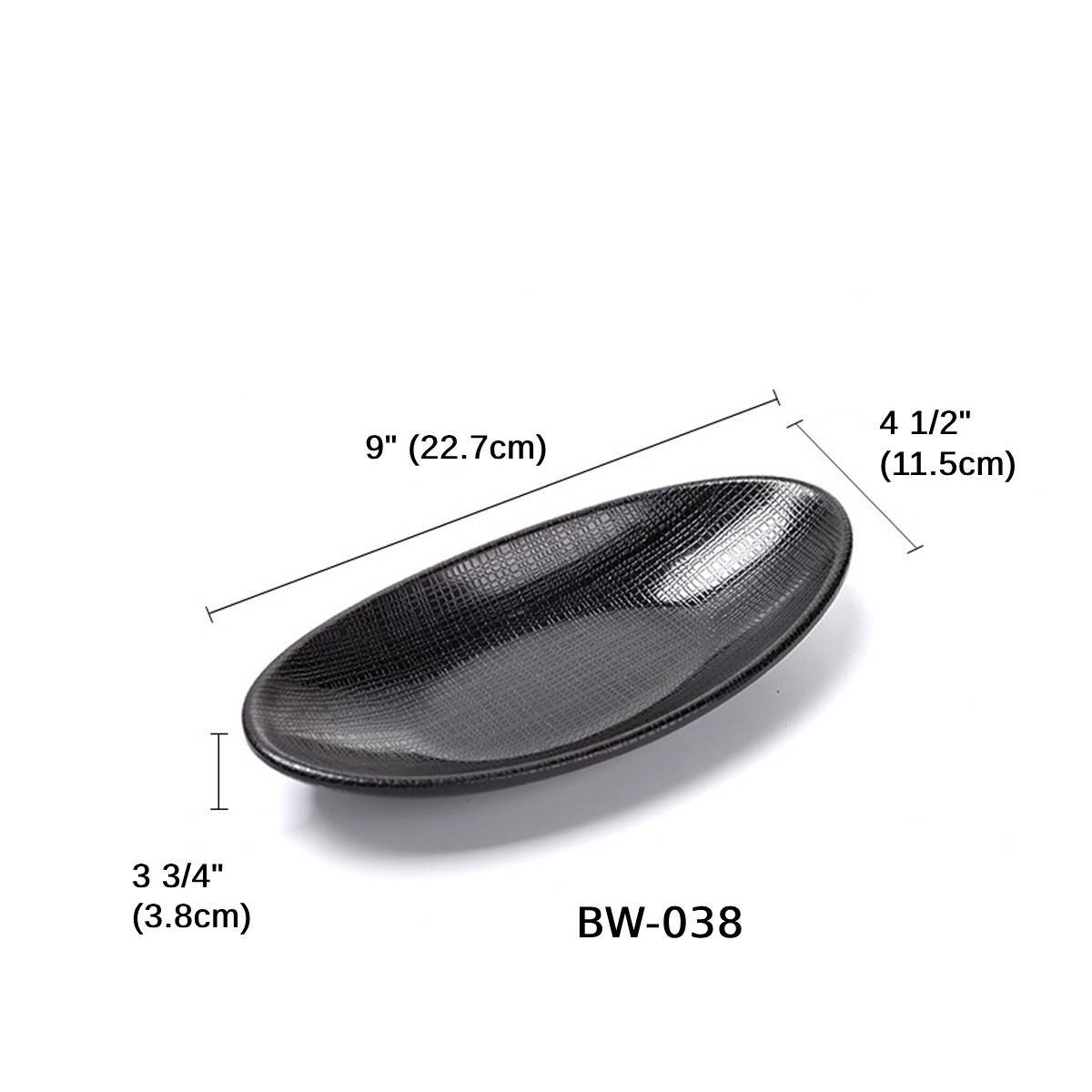 Melamine black Oval Plate with Textured Pattern (BW-037, 038, 039) - Chefcoca