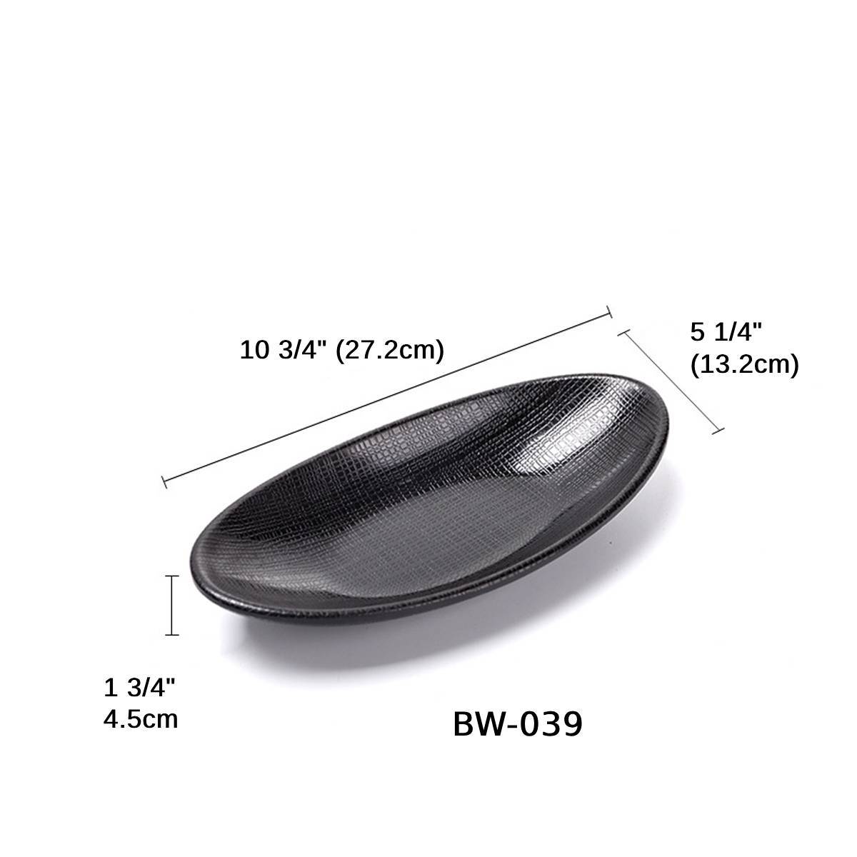 Melamine black Oval Plate with Textured Pattern (BW-037, 038, 039) - Chefcoca