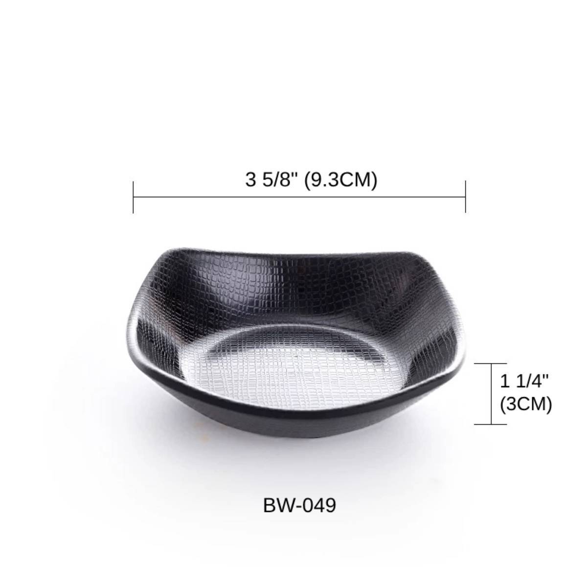 Melamine black Square Plate Textured Pattern (BW-049, 050, 051) - Chefcoca