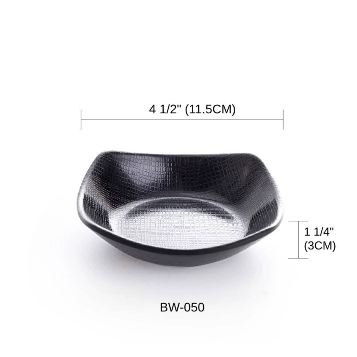 Melamine black Square Plate Textured Pattern (BW-049, 050, 051) - Chefcoca