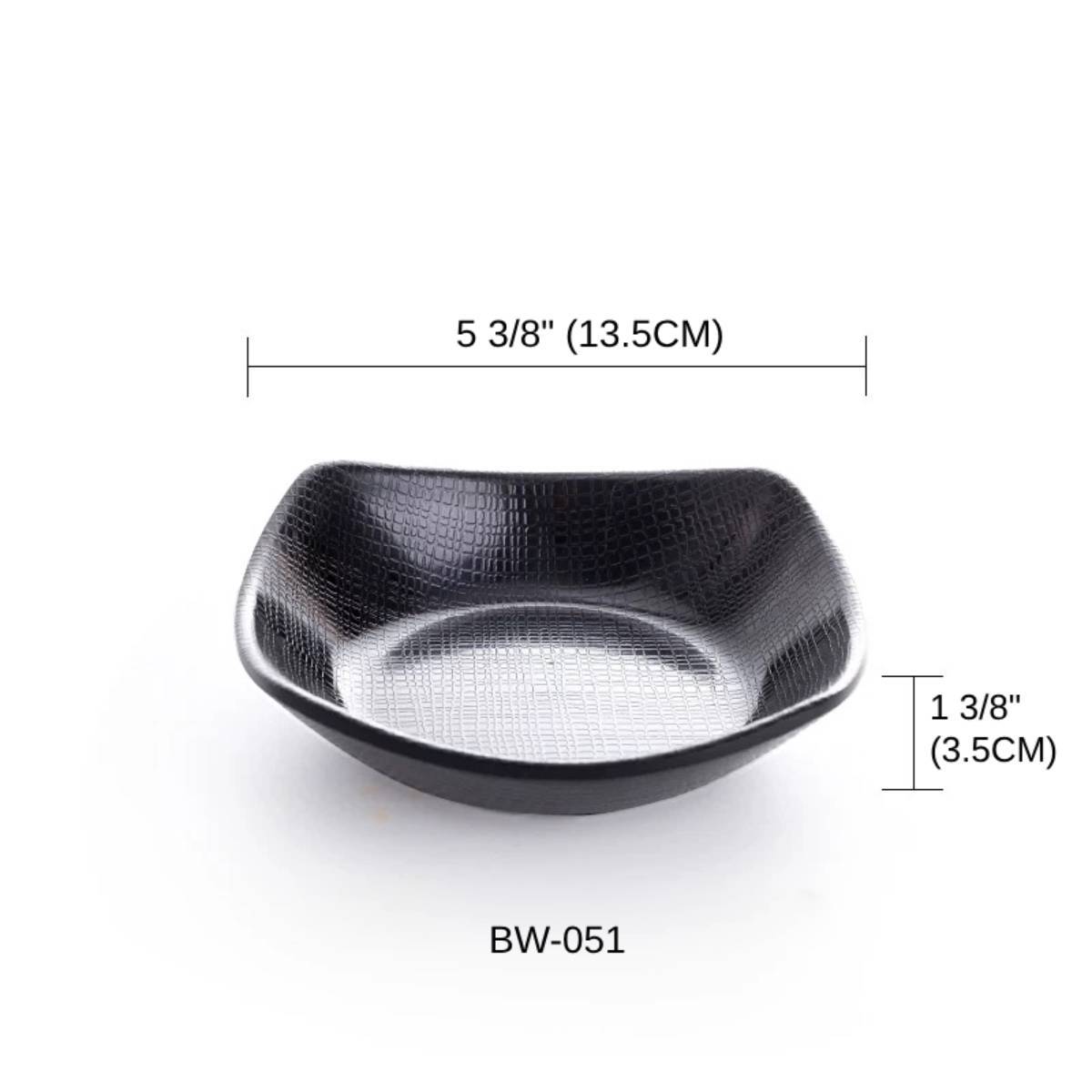 Melamine black Square Plate Textured Pattern (BW-049, 050, 051) - Chefcoca