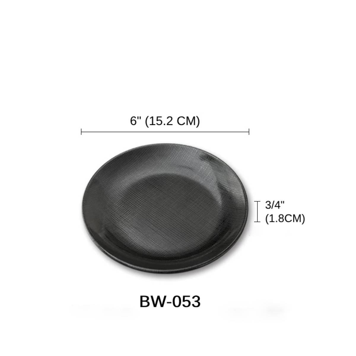 Melamine black Round Plate with Textured Pattern (BW-053, 054, ..., 059) - Chefcoca