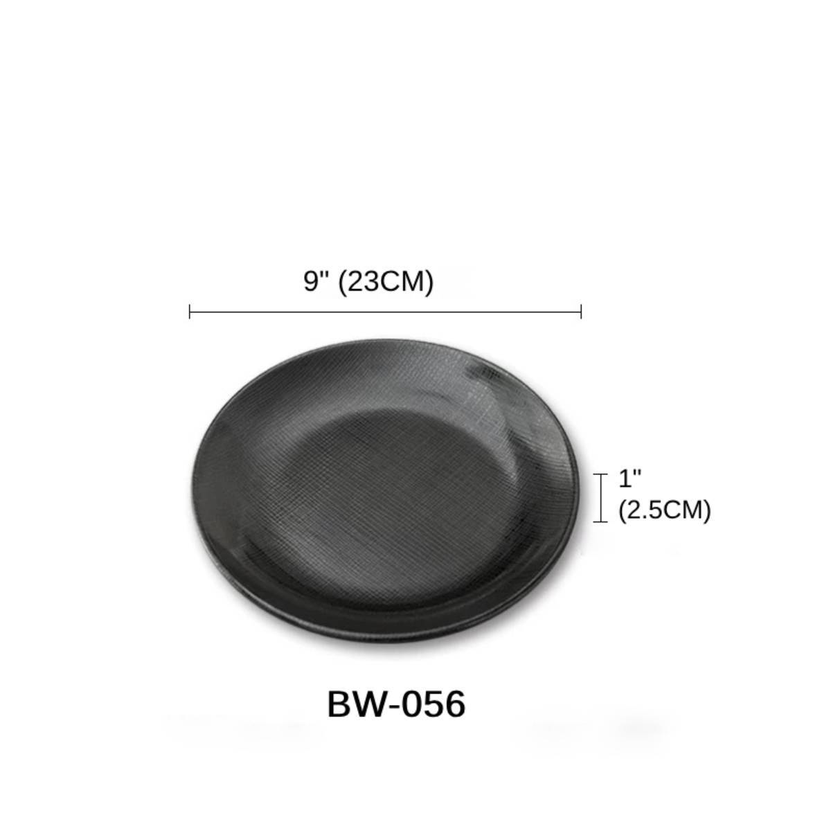 Melamine black Round Plate with Textured Pattern (BW-053, 054, ..., 059) - Chefcoca