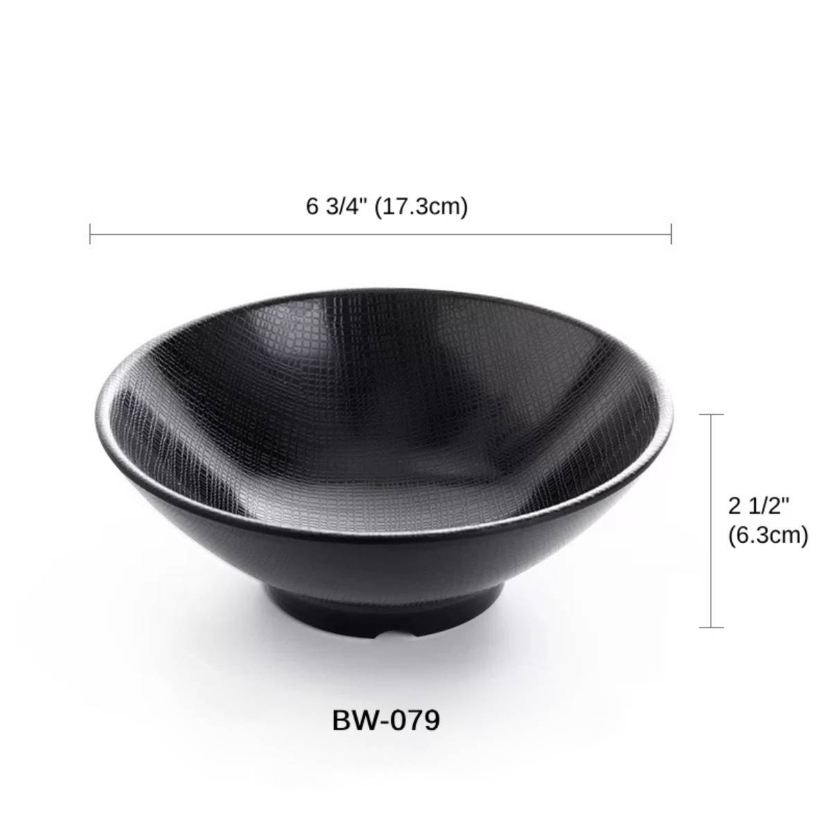 Melamine black Round Bowl with Textured Pattern (BW-079, 080, 081) - Chefcoca