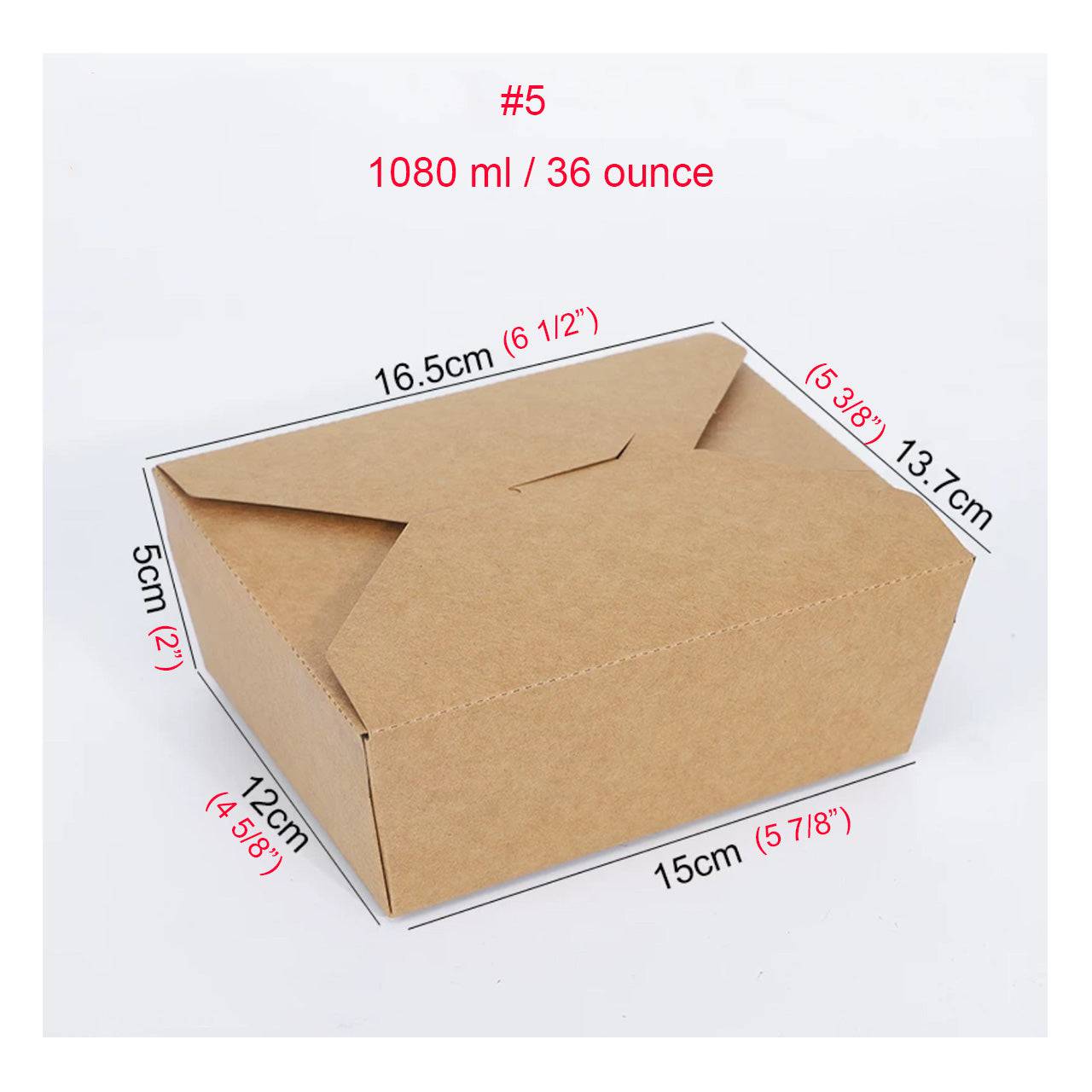 200 PACK, 36 oz Eco Friendly Food Containers - Heavy Duty Microwavable Kraft Brown Paper To Go Box - Chefcoca
