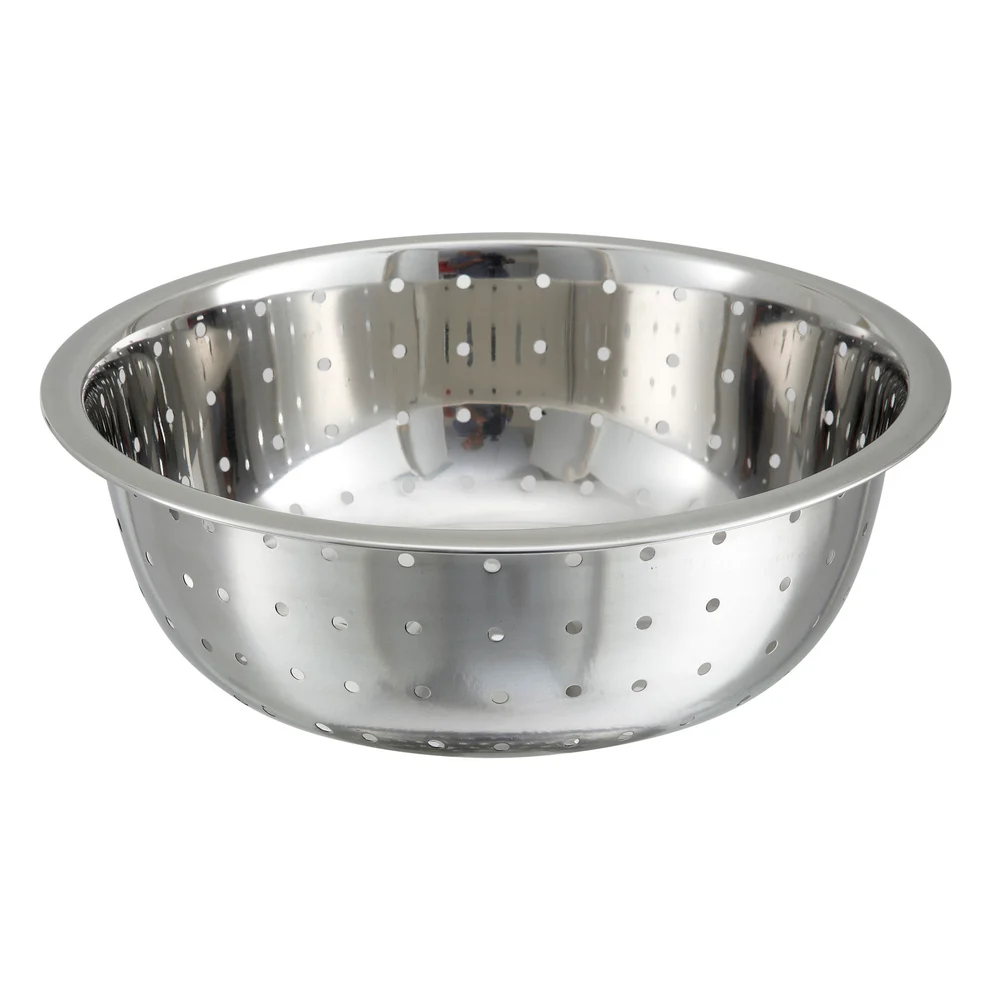 CCOD-13L - 13" Diameter Stainless Steel Chinese-Style Colander with 5 mm Drain Holes - Chefcoca