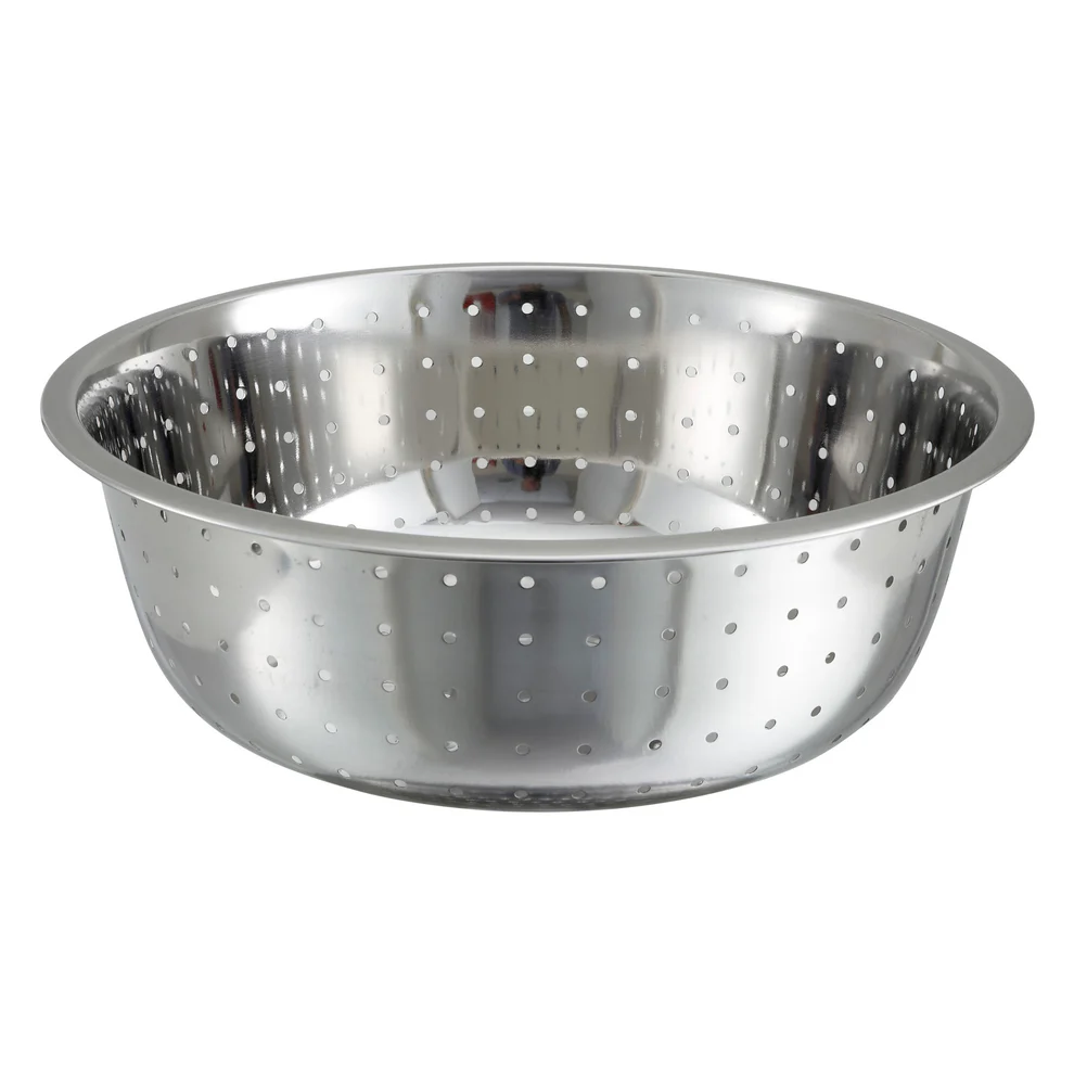 CCOD-15L - 15" Diameter Stainless Steel Chinese-Style Colander with 5 mm Drain Holes - Chefcoca