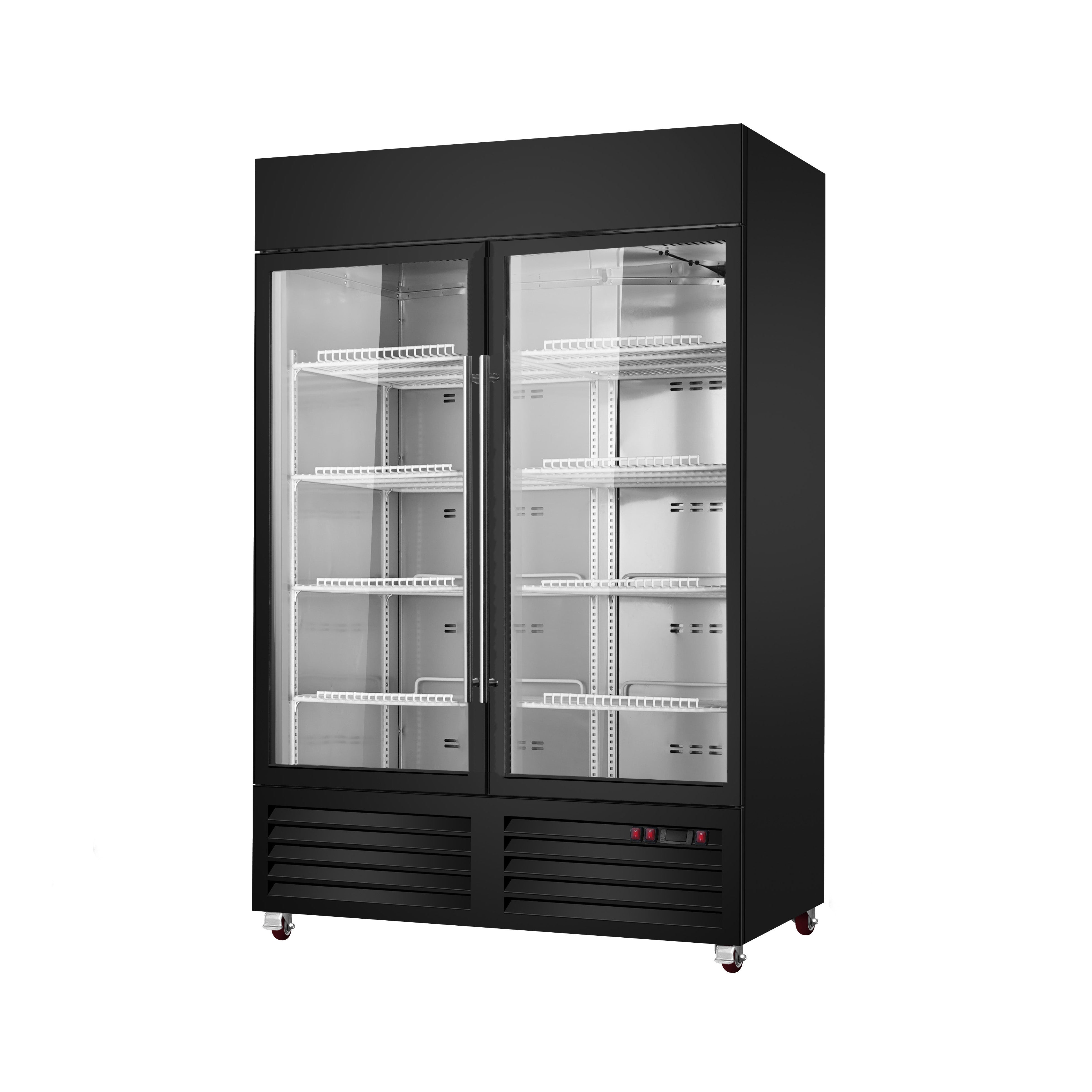 Sub-Equip, CDM-B36F 39 1/2" Black Swing Glass Door Merchandiser Freezer With 2 Doors - Chefcoca