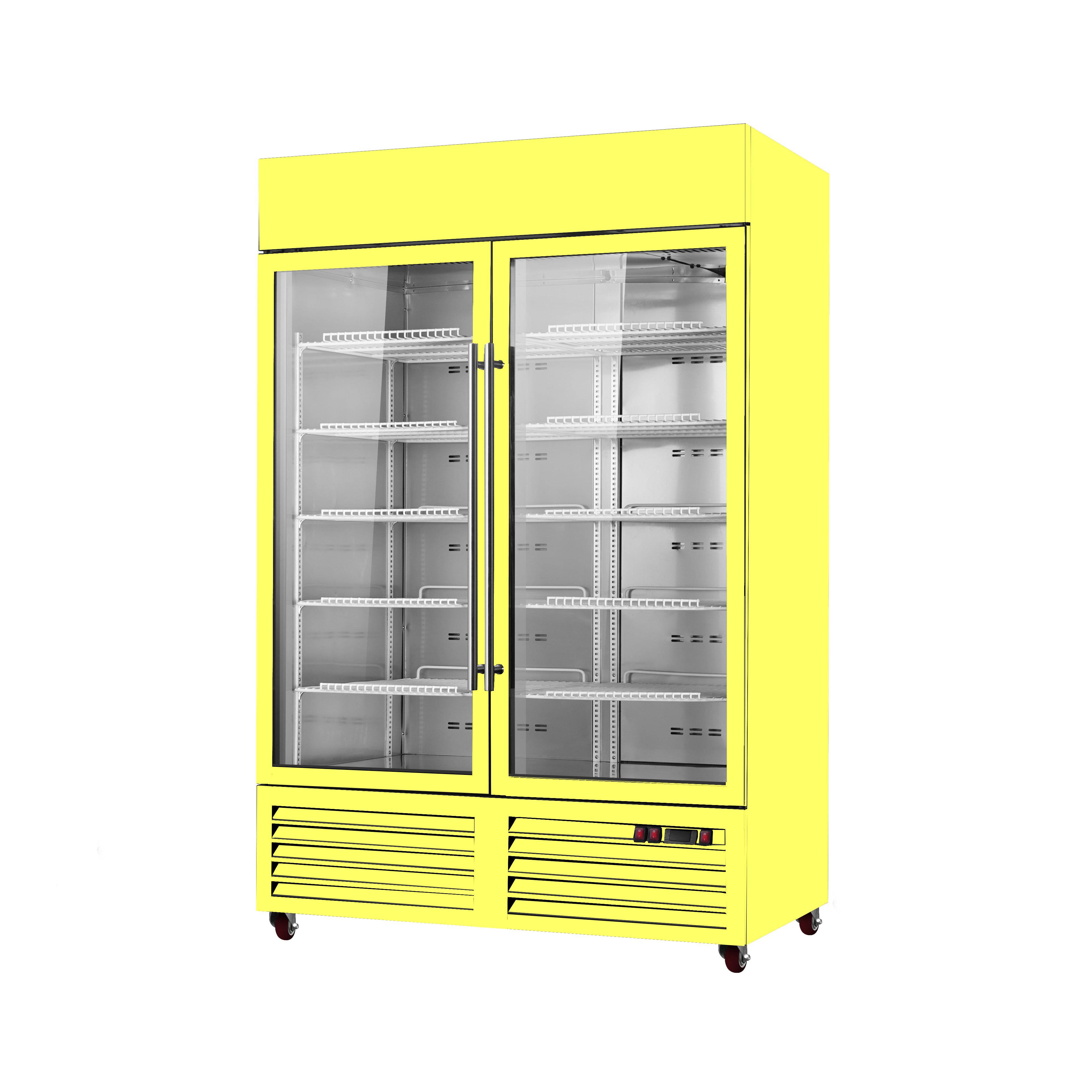 Sub-Equip,  Black Swing Glass Door Merchandiser Refrigerator With 2 Doors-Custom - Chefcoca
