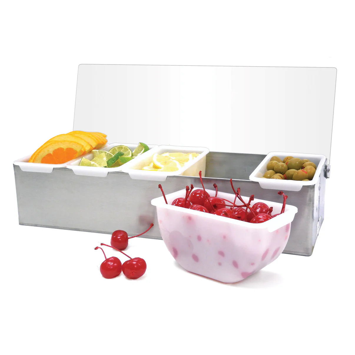 Condiment Holder, 5 Compartment, S/S Base - Chefcoca