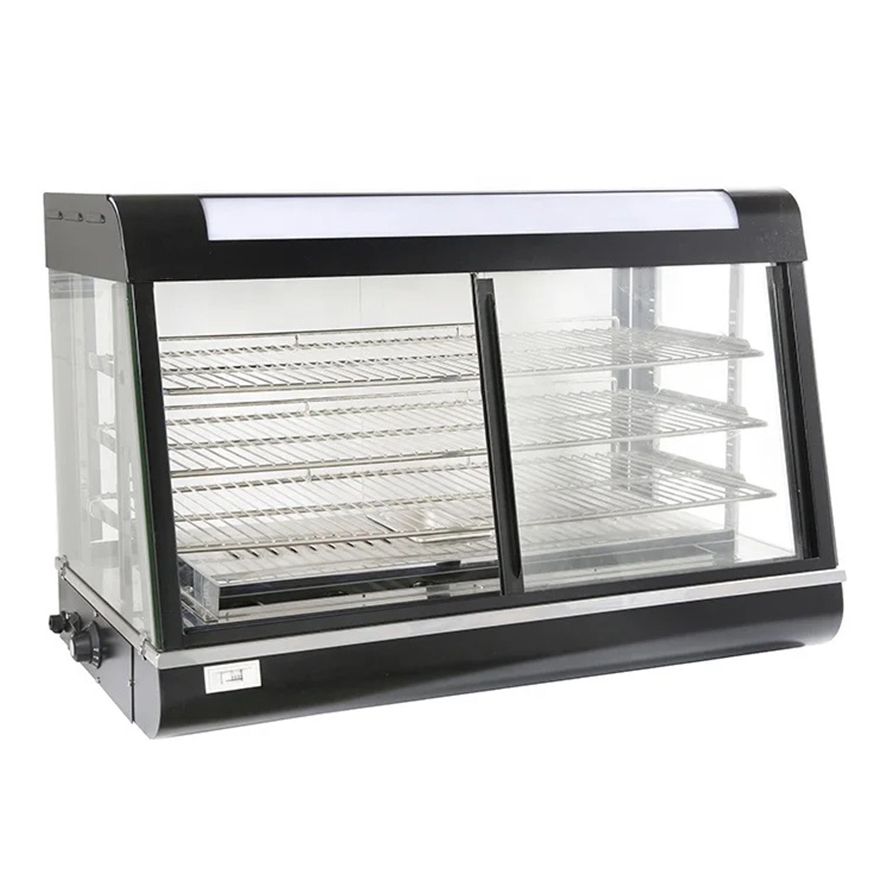 Sub-equip, 48" Self/Full Service 3 Shelf Countertop Heated Display Case with Sliding Doors - Chefcoca