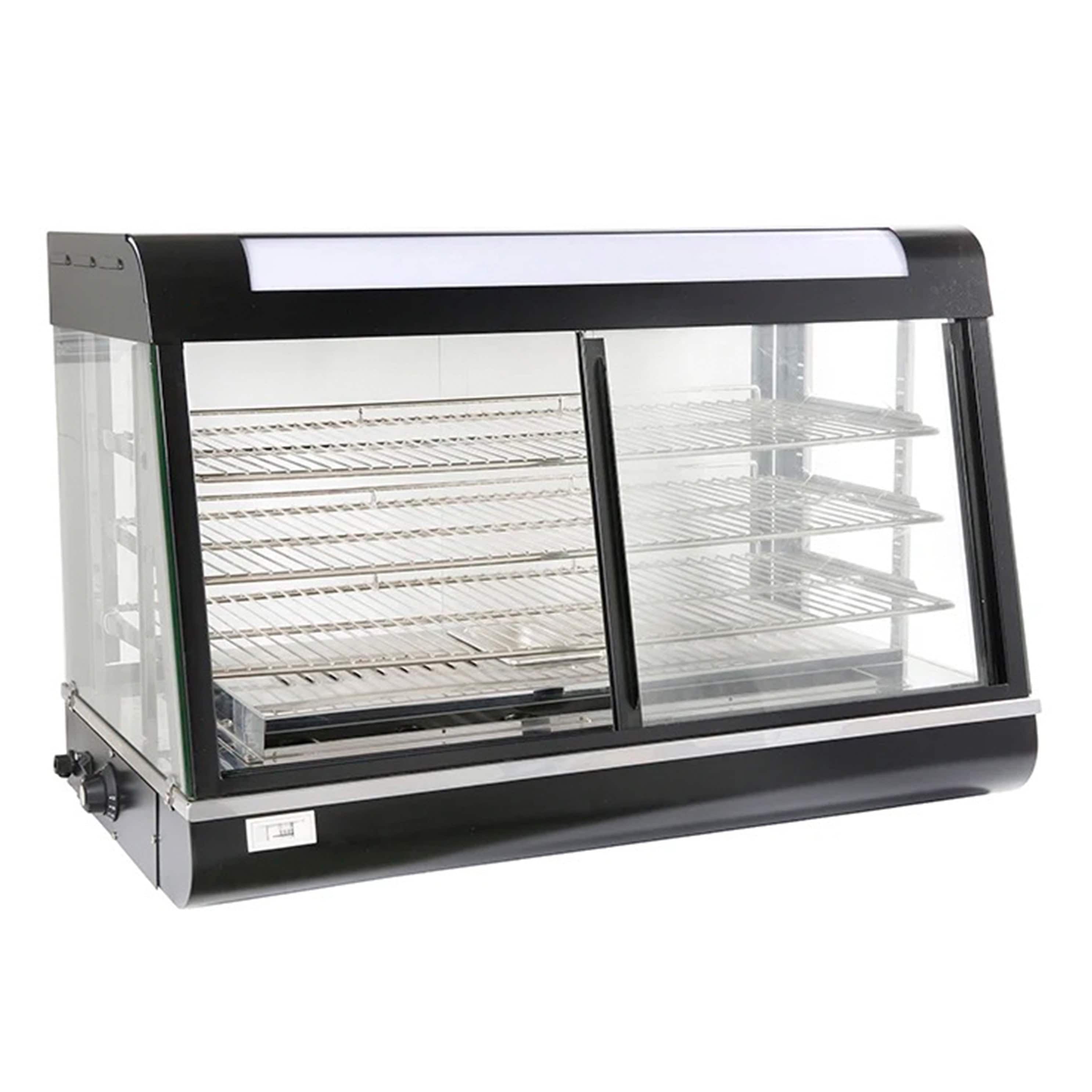 Sub-equip, 36" Self/Full Service 3 Shelf Countertop Heated Display Case with Sliding Doors - Chefcoca