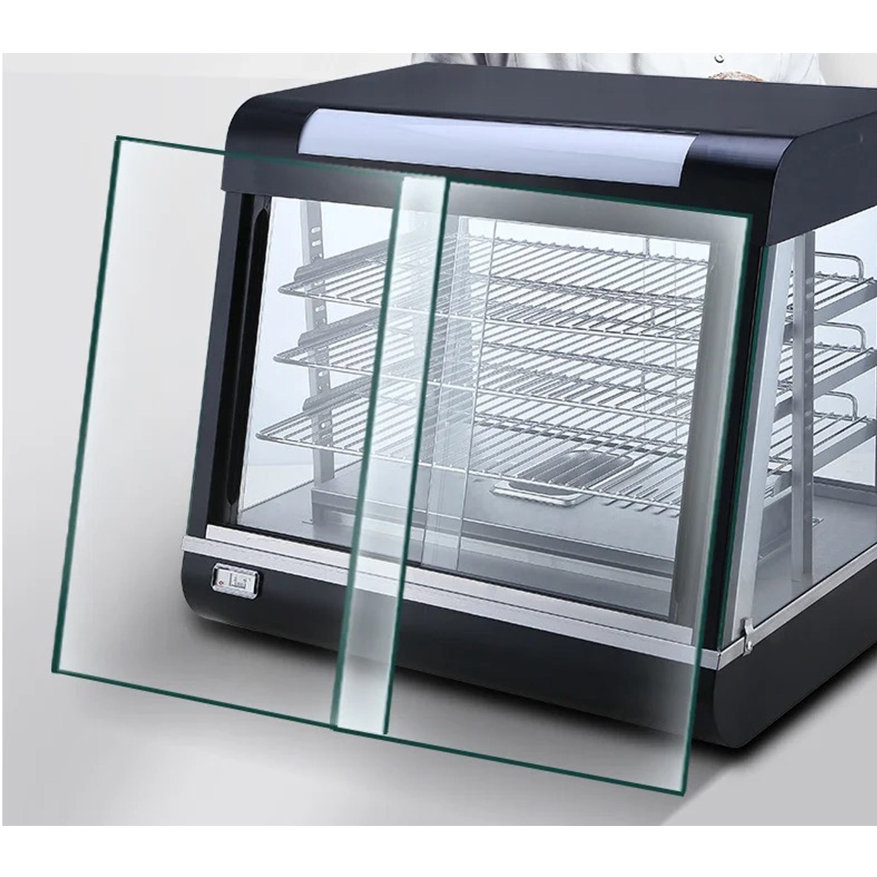 Sub-equip, 26" Self/Full Service 3 Shelf Countertop Heated Display Case with Sliding Doors - Chefcoca