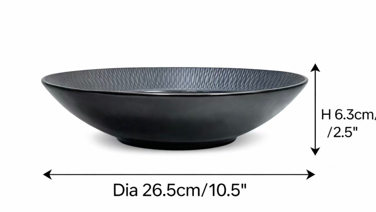 CHEFCO,00241241, 10.5"Dia Ceamic Black Round Soup Plate - Chefcoca