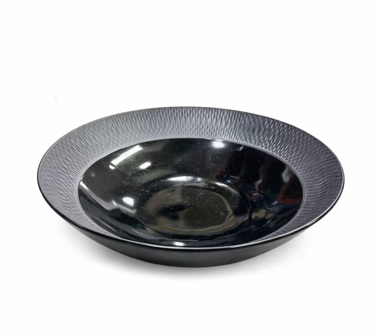 CHEFCO,00241241, 10.5"Dia Ceamic Black Round Soup Plate - Chefcoca