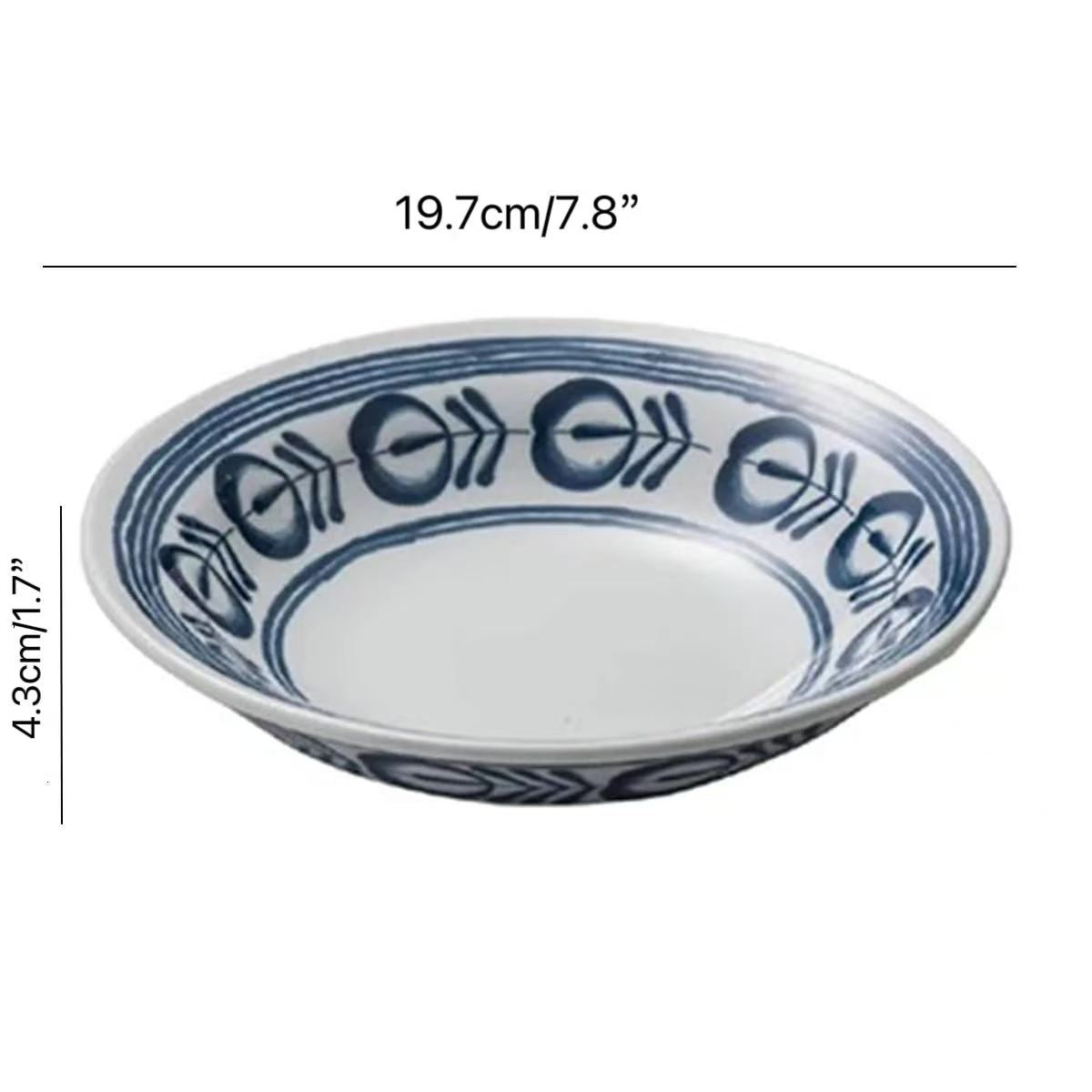 CHEFCO, 15722-08BV,Melamine Round Deep Plate with Blue Vine Pattern (Dia 19.7cm/7.8" x H 4.3cm/1.7") - Chefcoca