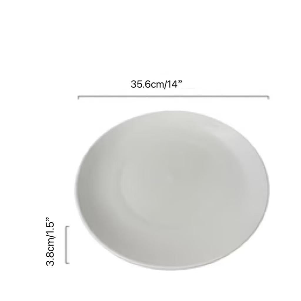 CHEFCO,210-141N, 14" Dia white Ceramic Round Coupe Plate - Chefcoca