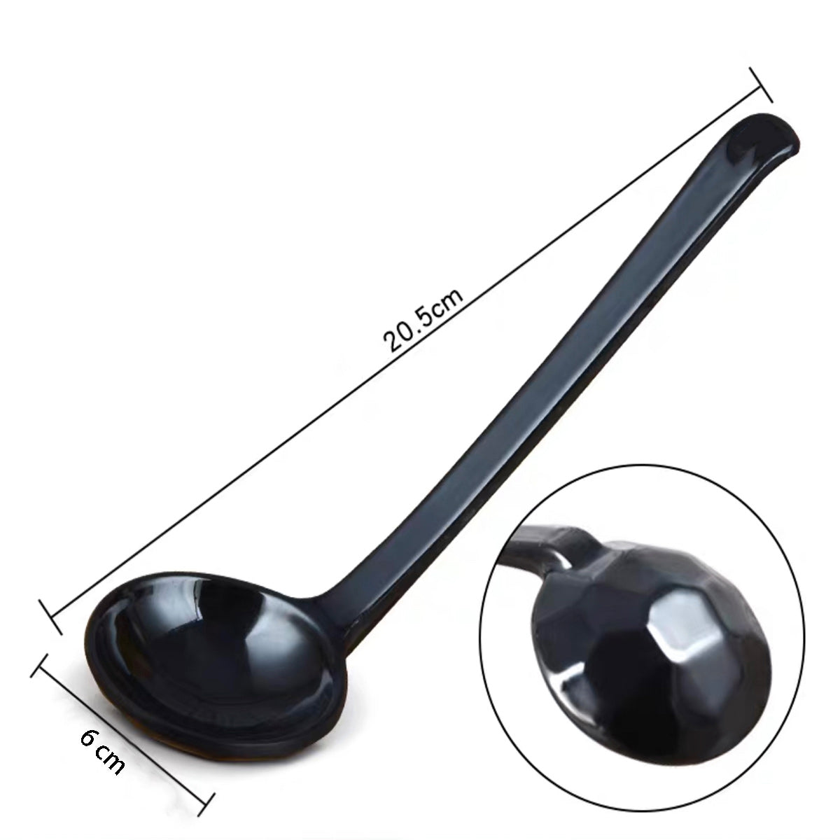 CHEFCO, 8" Black Melamine Soup Spoon Long Handle (107-3B) - Chefcoca