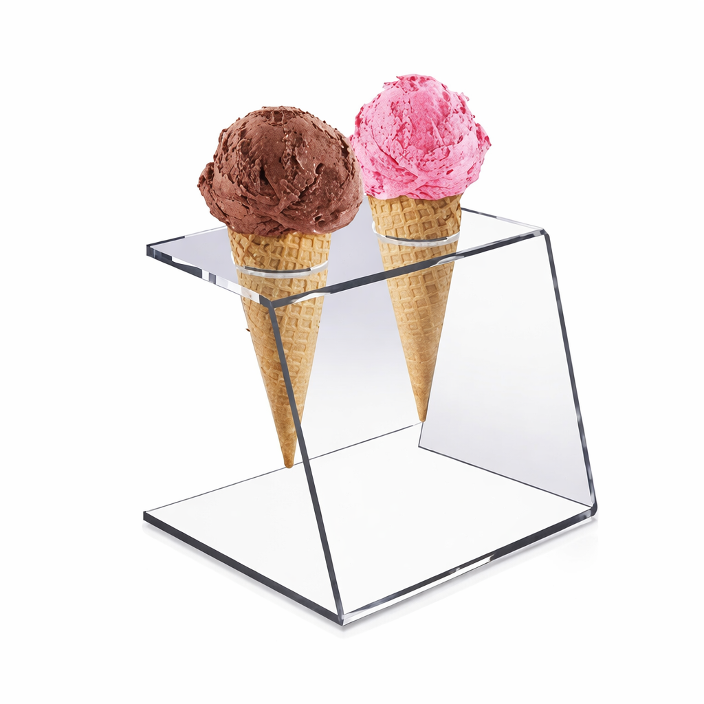 CHEFCO,ACN-2C, Acrylic Ice Cream Cone Holder,Clear, C Shape, 2Holes