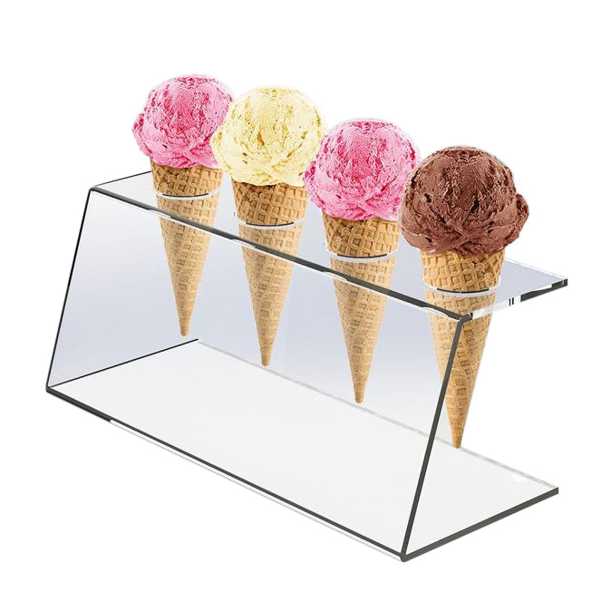 CHEFCO,ACN-4C, Acrylic Ice Cream Cone Holder,Clear, C Shape,4 Holes