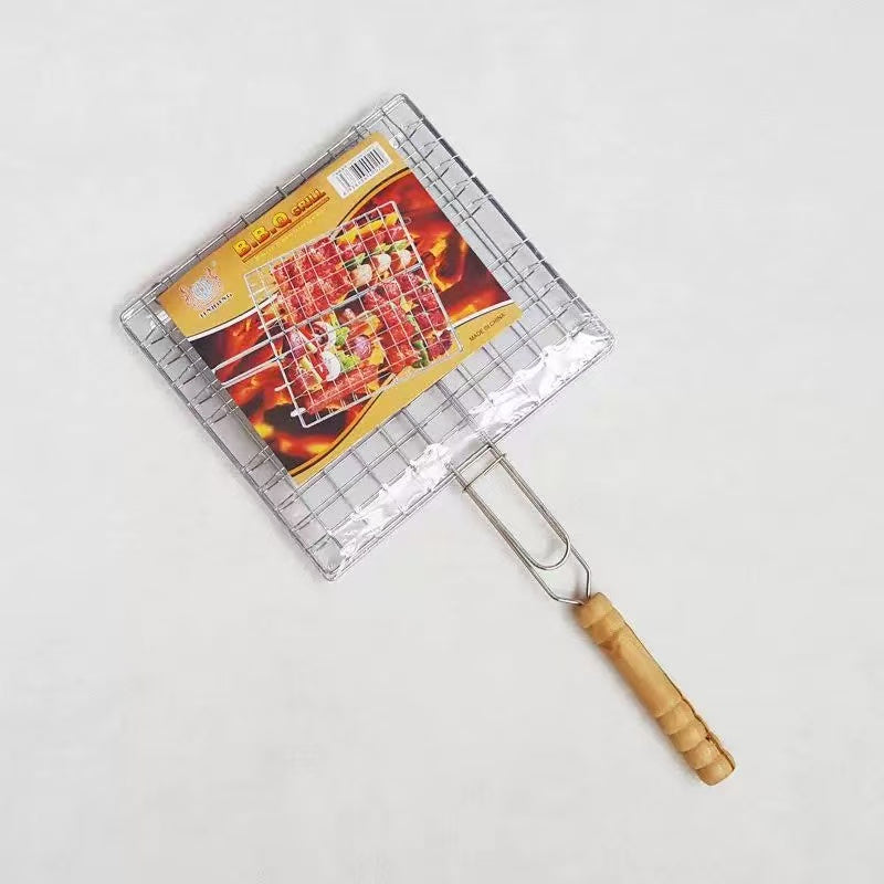 CHEFCO,BBQ-2421,Handheld Stainless Steel BBQ Grill Net Basket(24cmLx21cmW) - Chefcoca