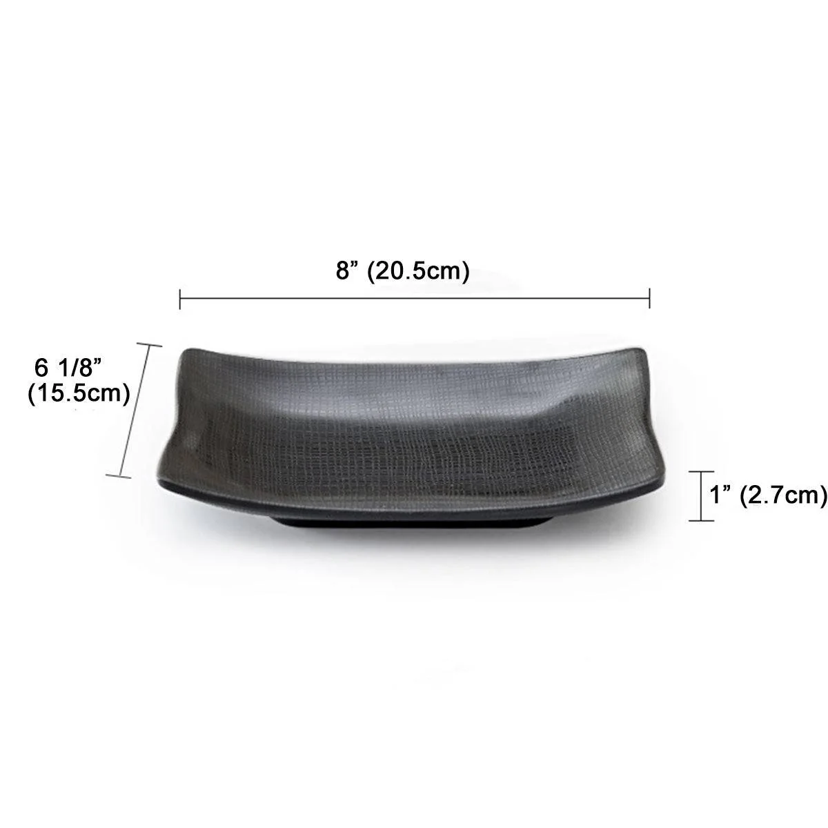 CHEFCO,BW-034, Melamine black Rectangular Plate with Textured Pattern(8"/20.5cm) - Chefcoca