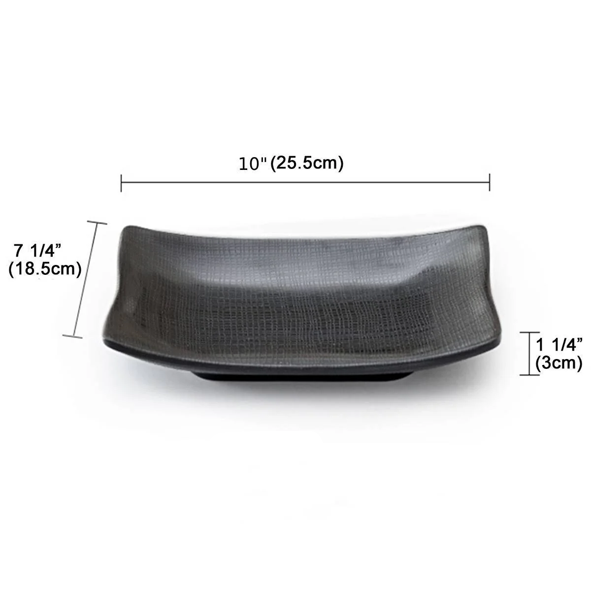 CHEFCO,BW-035, Melamine black Rectangular Plate with Textured Pattern(10" /25.5cm) - Chefcoca