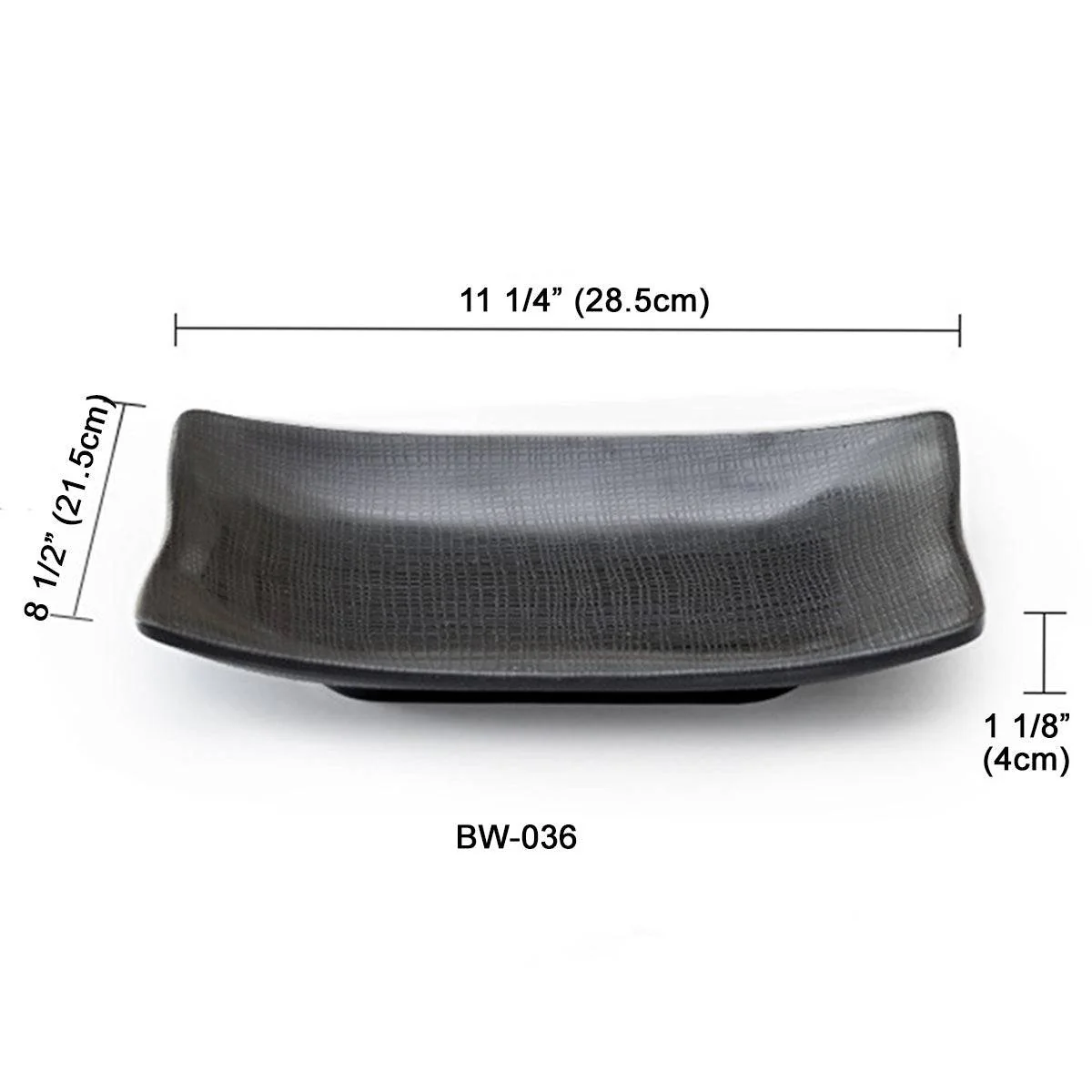 CHEFCO,BW-036, Melamine black Rectangular Plate with Textured Pattern(11 1/4" /28.5cm) - Chefcoca