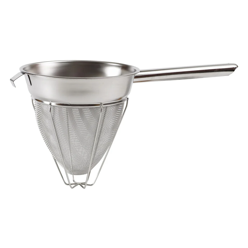 CHEFCO,CCF-10R,10" Dia Flat Handle Stainless Steel Bouillon Strainer with Pan Hook and Reinforced Bar - Chefcoca