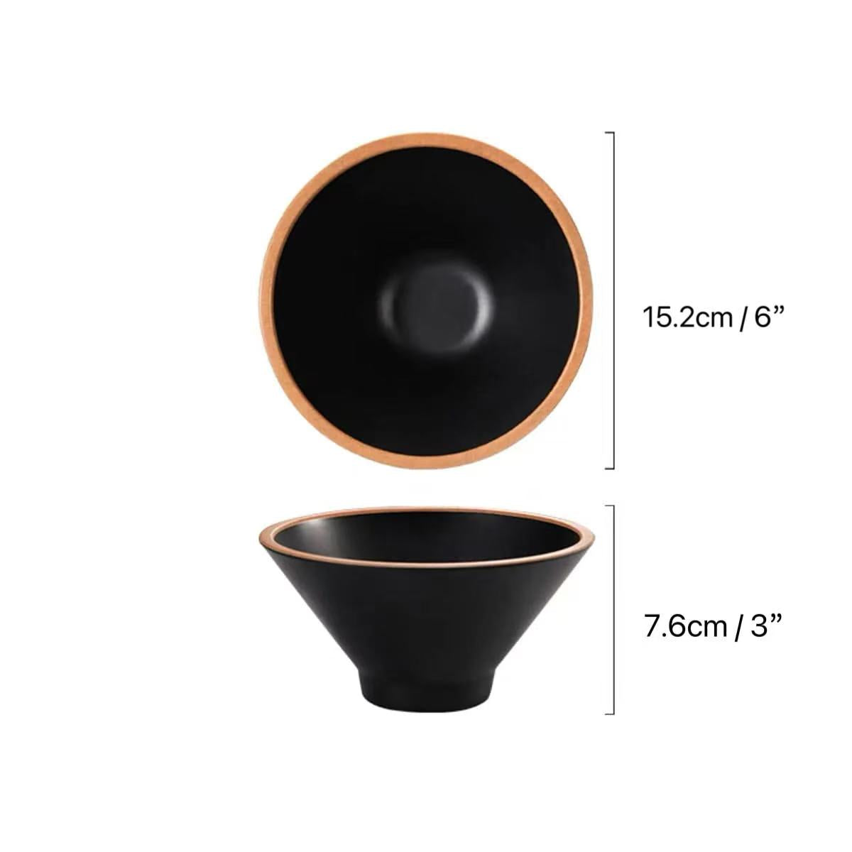 CHEFCO, DAA120-080, 8" Black and Orange Colour Block Ramen Melamine Bowl - Chefcoca