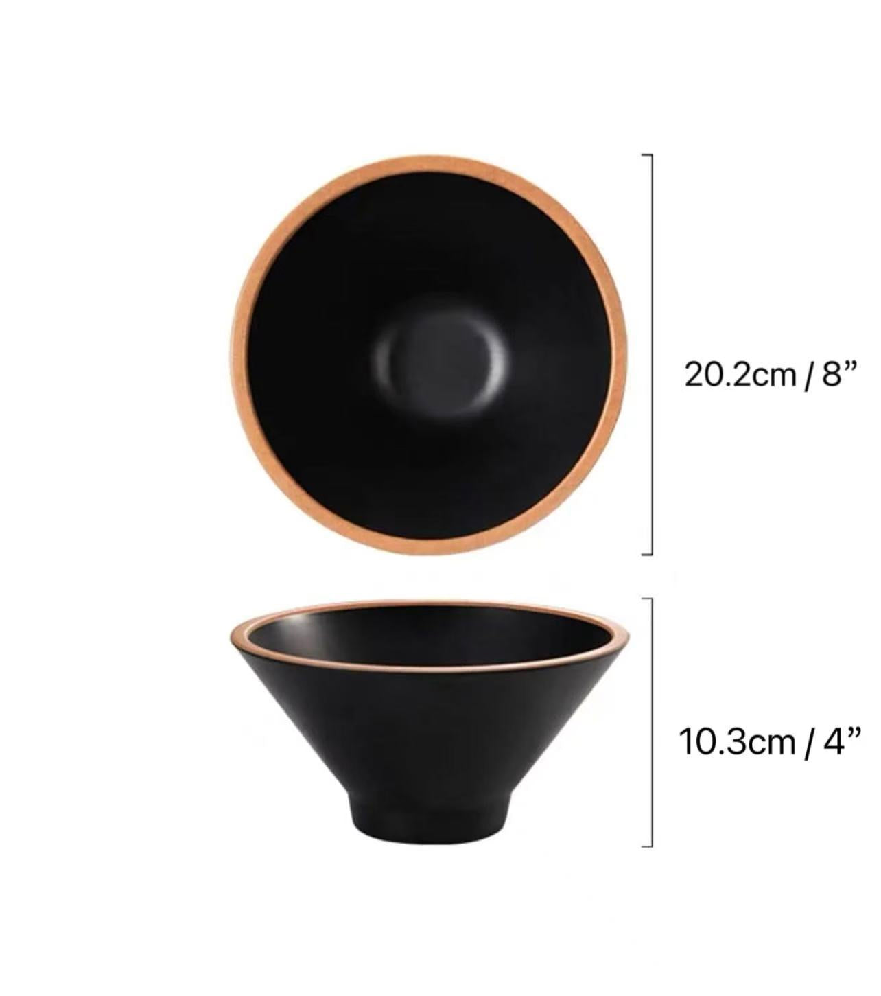 CHEFCO, DAA120-080, 8" Black and Orange Colour Block Ramen Melamine Bowl - Chefcoca