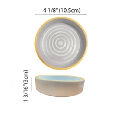 CHEFCO,DAA500-040, 4" Round Light Grey With Golden border Pattern Korean Style Deep Plate - Chefcoca