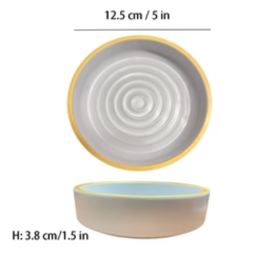 CHEFCO,DAA500-050, 5" Round Light Grey With Golden border Pattern Korean Style Deep Plate - Chefcoca