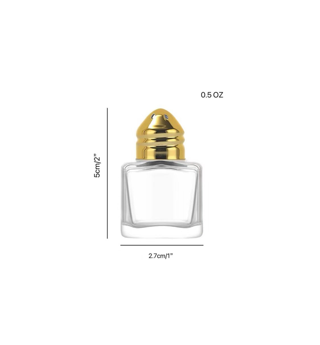 CHEFCO,GL-101/G-101,Brass & Glass 0.5oz Square Shaker - Chefcoca