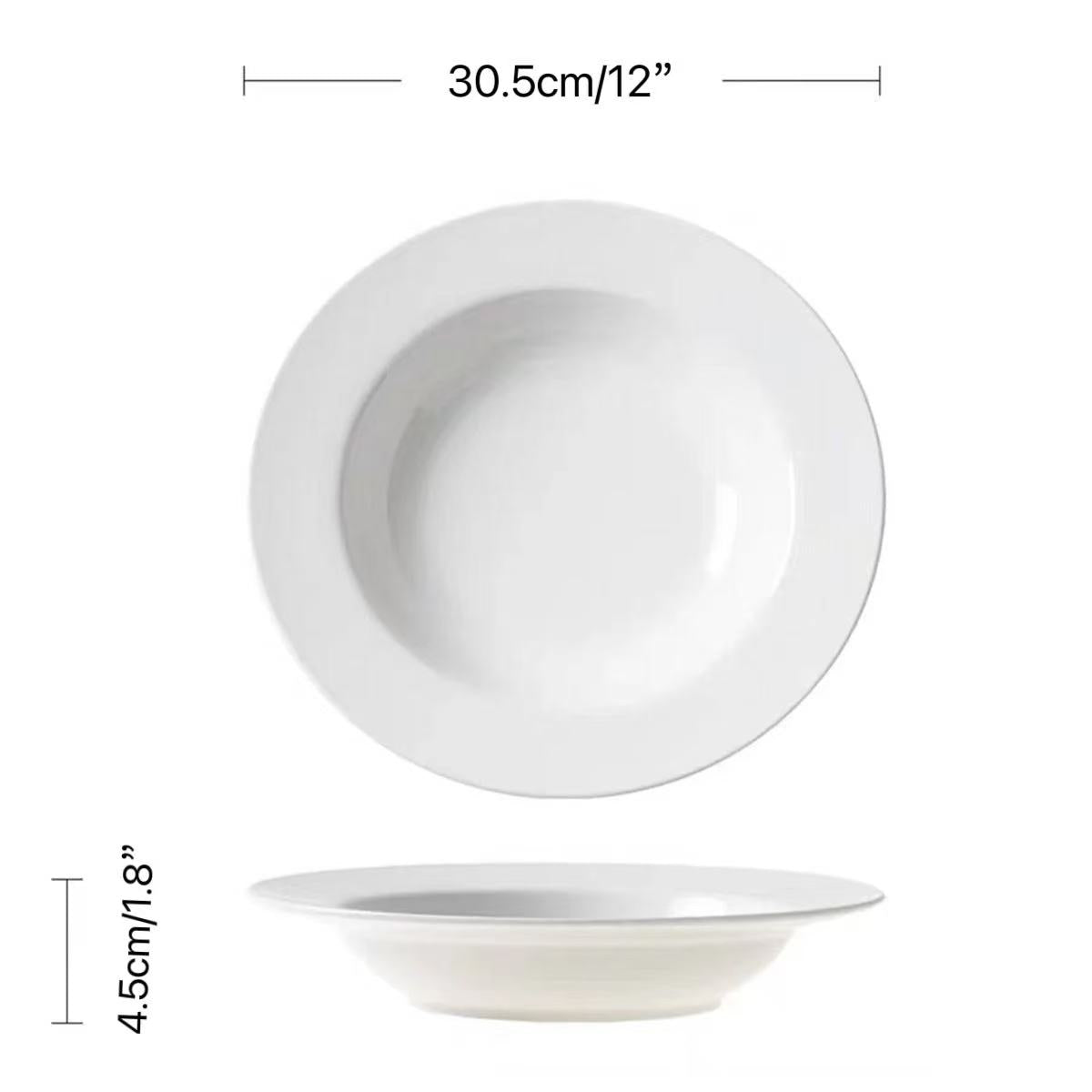 CHEFCO, J226640, 12"White Flat Rim Melamine Dinner Plate - Chefcoca