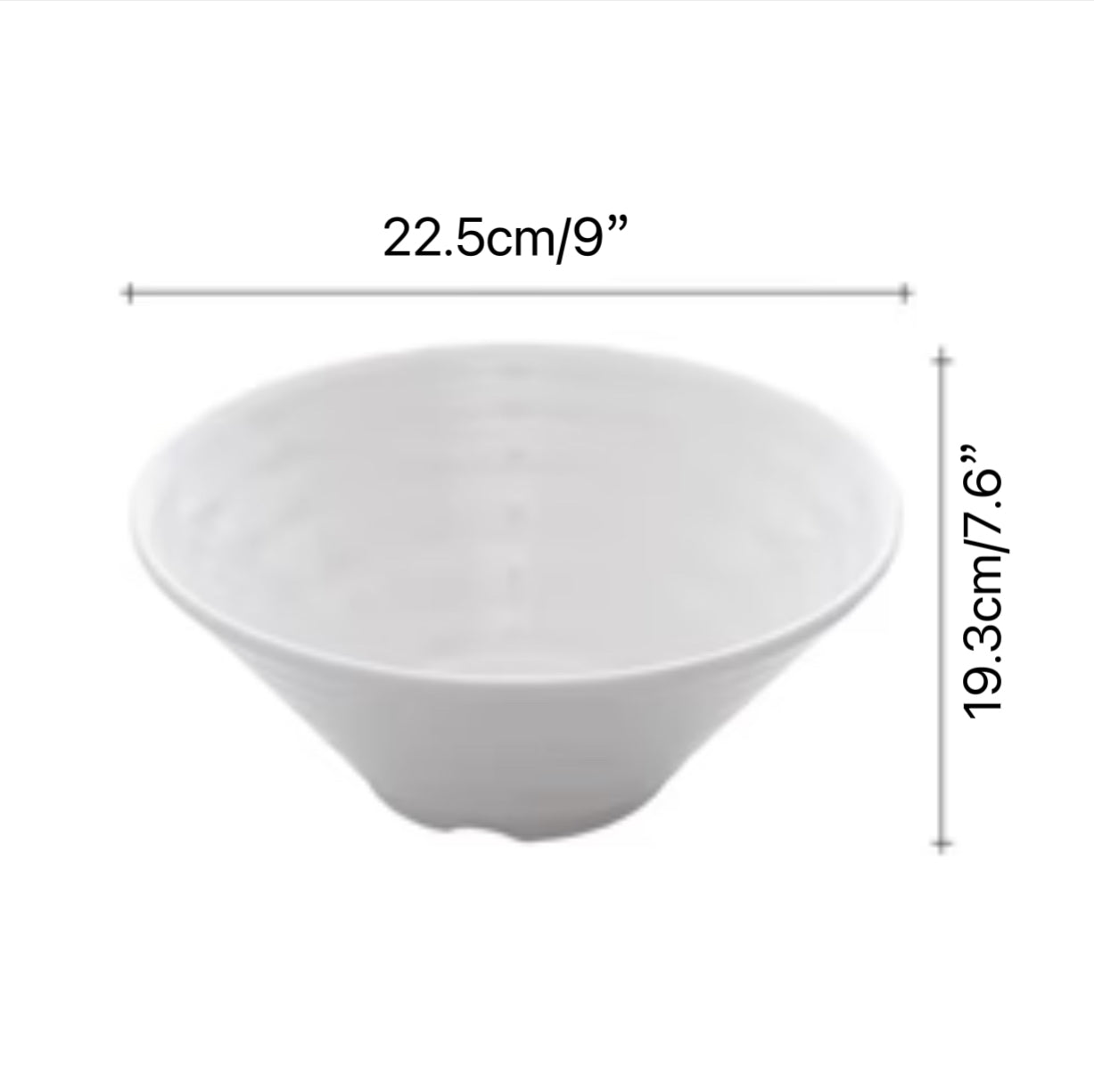 CHEFCO, J236571,Melamine White Noodle Bowl with Minimalistic Lines - Chefcoca