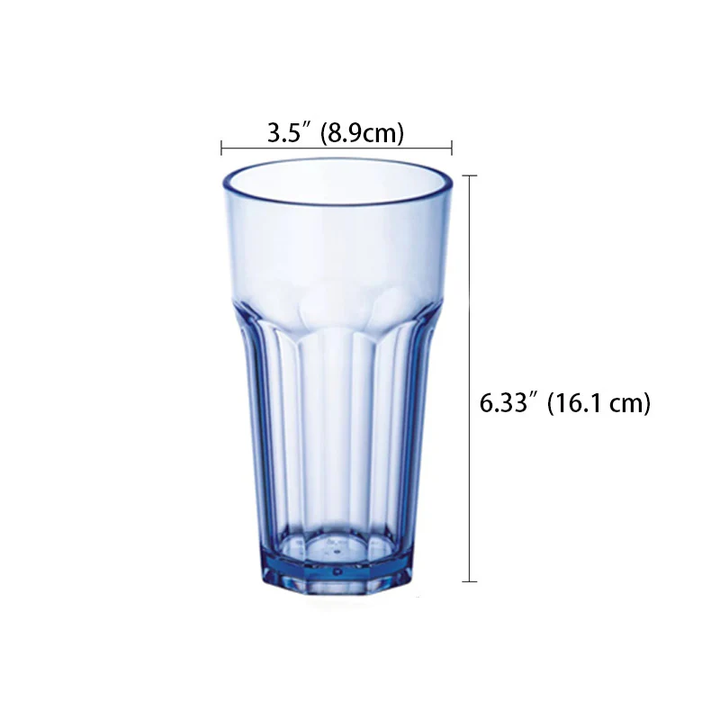 CHEFCO,JB-8571P,Polycarbonate Etched Water Glass/Tumbler, Blue (550ml/18.5oz) - Chefcoca