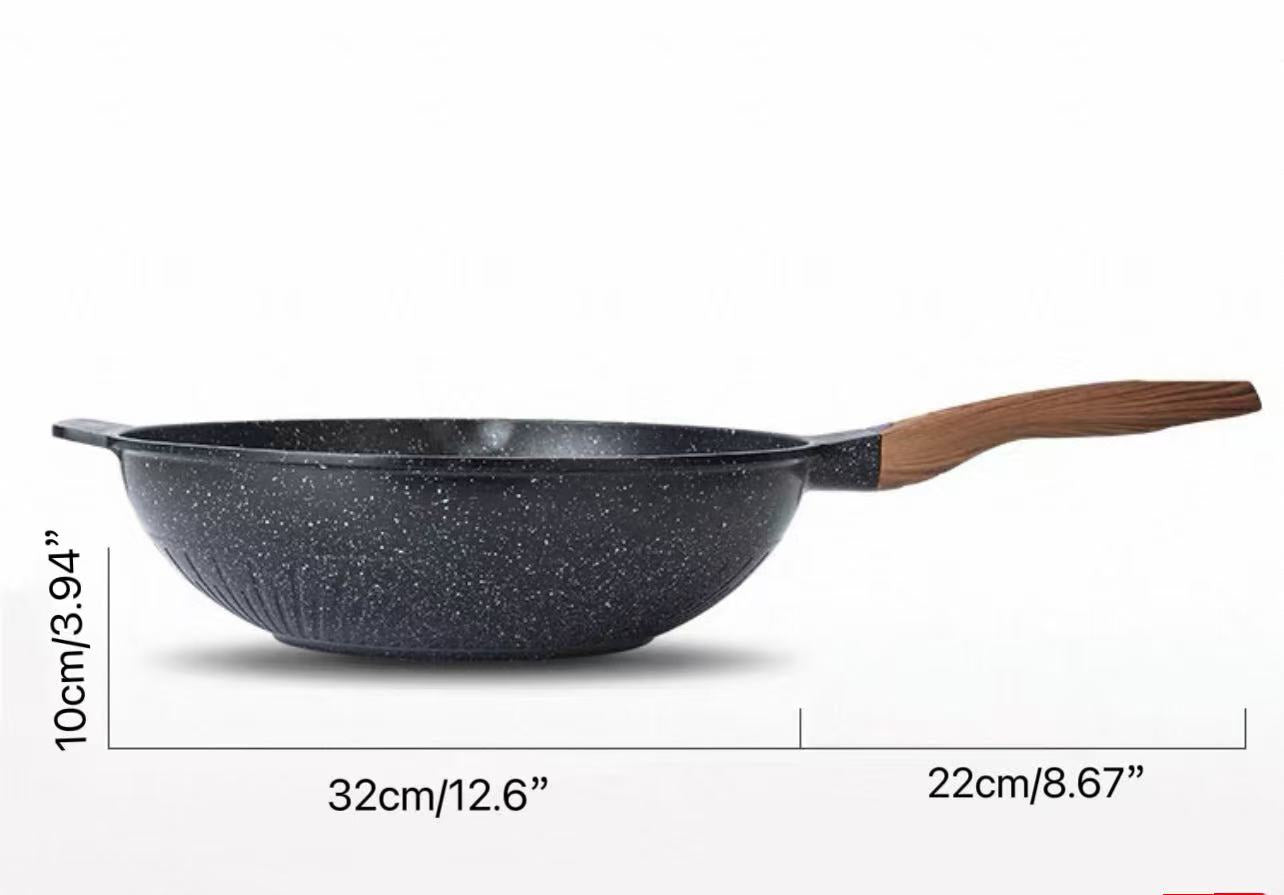 CHEFCO ,JHW-32 ,32cm Induction-Ready Fine Aluminum Fry Wok, Lightweight & Efficient Heating - Chefcoca