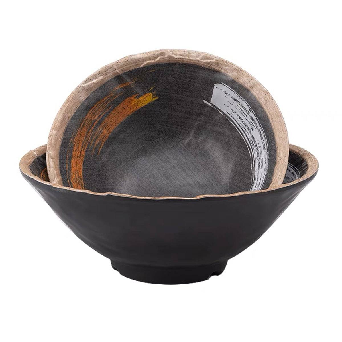 CHEFCO, JM169106G,9" Melamine Black Noodle Bowl with white & golden pattern - Chefcoca