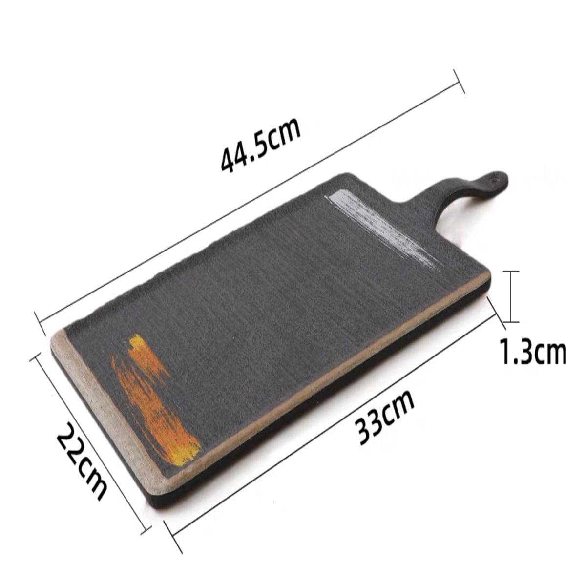 CHEFCO, JM16912G, Melamine Black Rectangular Plate with white & golden pattern - Chefcoca
