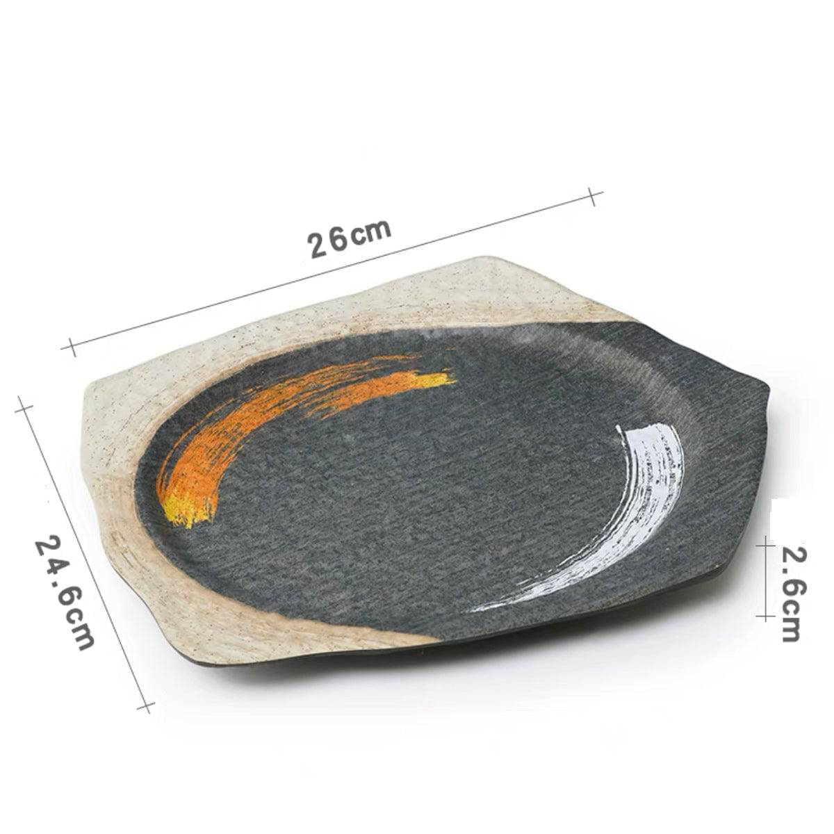CHEFCO, JM169138G,Melamine Black Irregular Plate with white & golden pattern - Chefcoca