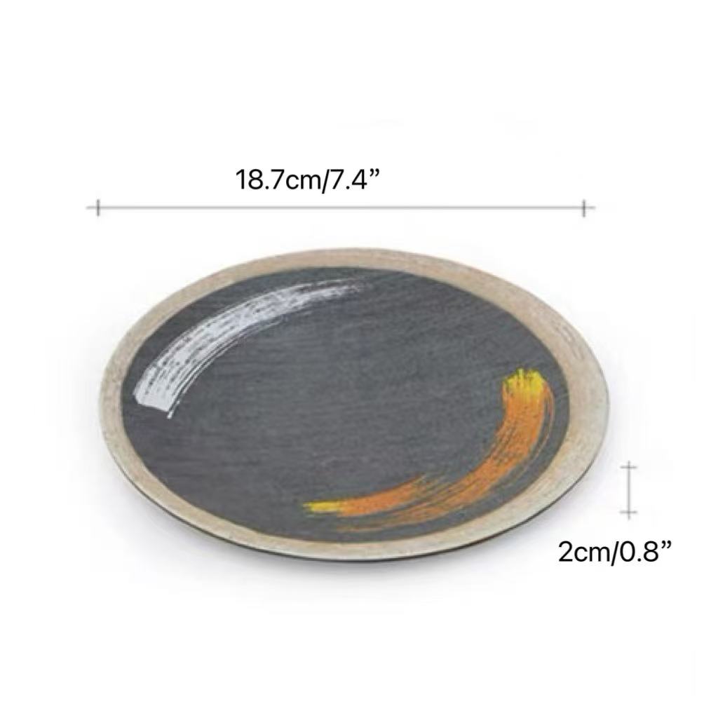 CHEFCO, JM169188G, 7.5" Melamine Round Flat Plate with White & Golden Pattern - Chefcoca