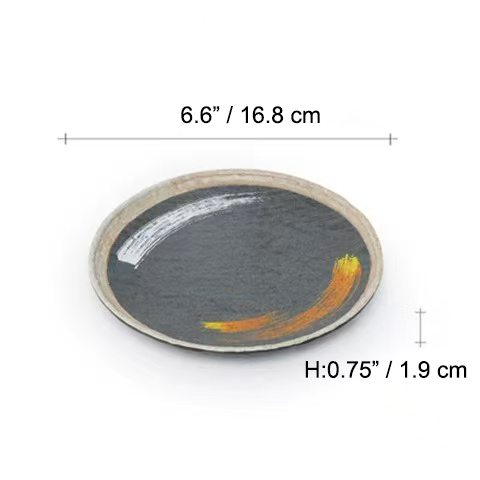 CHEFCO, JM169193G, 6.6" Melamine Round Flat Plate with White & Golden Pattern - Chefcoca