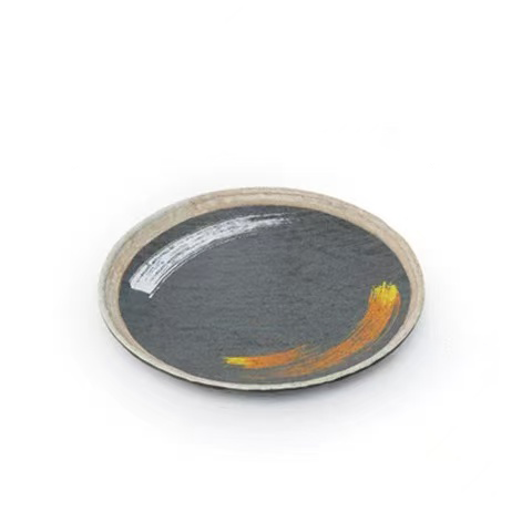 CHEFCO, JM169193G, 6.6" Melamine Round Flat Plate with White & Golden Pattern - Chefcoca