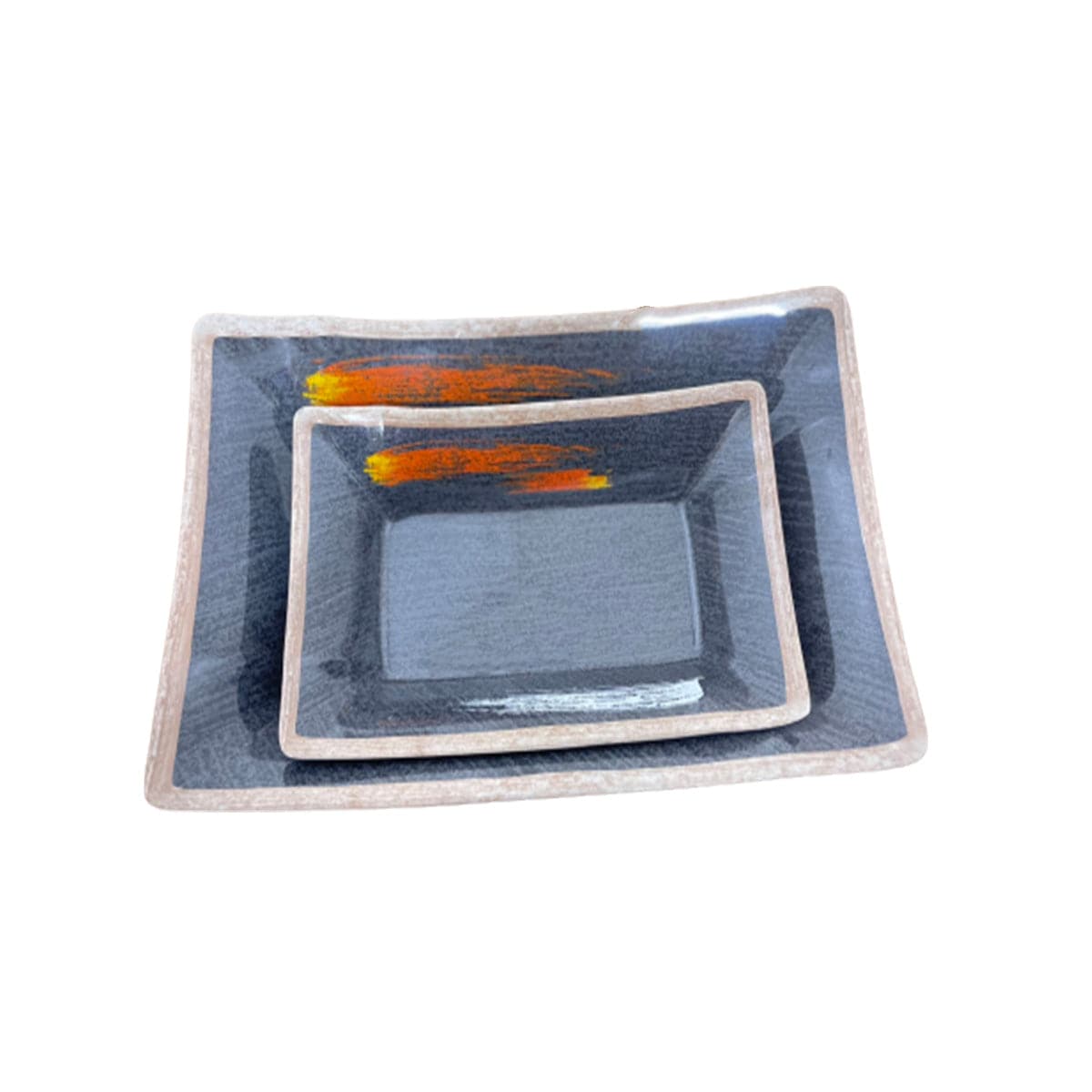 Melamine Black Rectangular Plate with white & golden pattern (JMC246,248) - Chefcoca