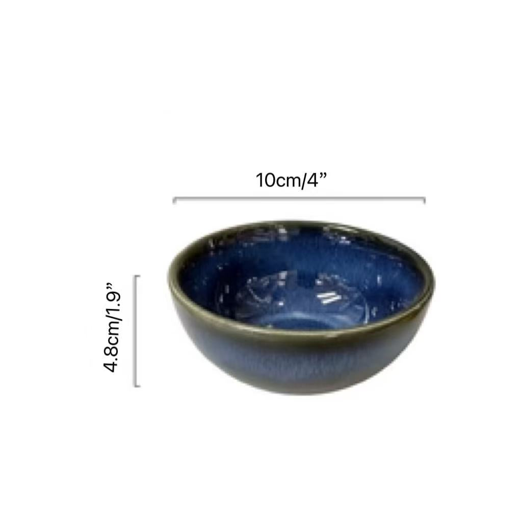 CHEFCO,JS279A , 4"/10cm Dia Ceramic Cat's Eye Blue Round Bowl - Chefcoca